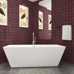 AICA Sanitaire Baignoire îlot rectangulaire blanc en Acrylique - 360L - L.170 x l.80 x H.58cm - Préassemblée, facile à installer ,by AICA