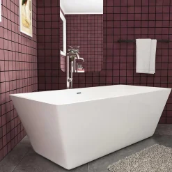 AICA Sanitaire Baignoire îlot rectangulaire blanc en Acrylique - 360L - L.170 x l.80 x H.58cm - Préassemblée, facile à installer ,by AICA