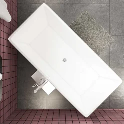 AICA Sanitaire Baignoire îlot rectangulaire blanc en Acrylique - 360L - L.170 x l.80 x H.58cm - Préassemblée, facile à installer ,by AICA
