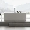 Bernstein Baignoire îlot rectangulaire VERONA acrylique blanc - 170x80x60cm - Garantie 5 ans - Avec robinet mitigeur 8028, Avec siphon* Baignoire Îlot