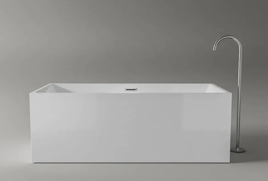 Bernstein Baignoire îlot rectangulaire VERONA acrylique blanc - 170x80x60cm - Garantie 5 ans - Avec robinet mitigeur 8028, Avec siphon* Baignoire Îlot