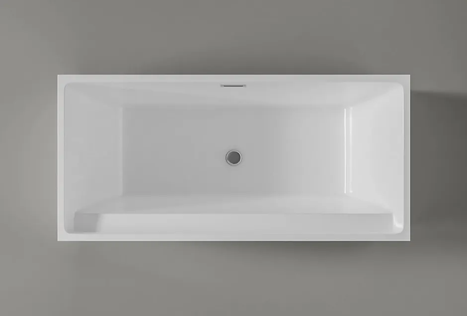 Bernstein Baignoire îlot rectangulaire VERONA acrylique blanc - 170x80x60cm - Garantie 5 ans - Avec robinet mitigeur 8028, Avec siphon* Baignoire Îlot