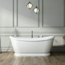 Rogier & Mothes Baignoire îlot retro sur socle ovale PITTSBURGH Blanche 177 cm* Baignoire Îlot