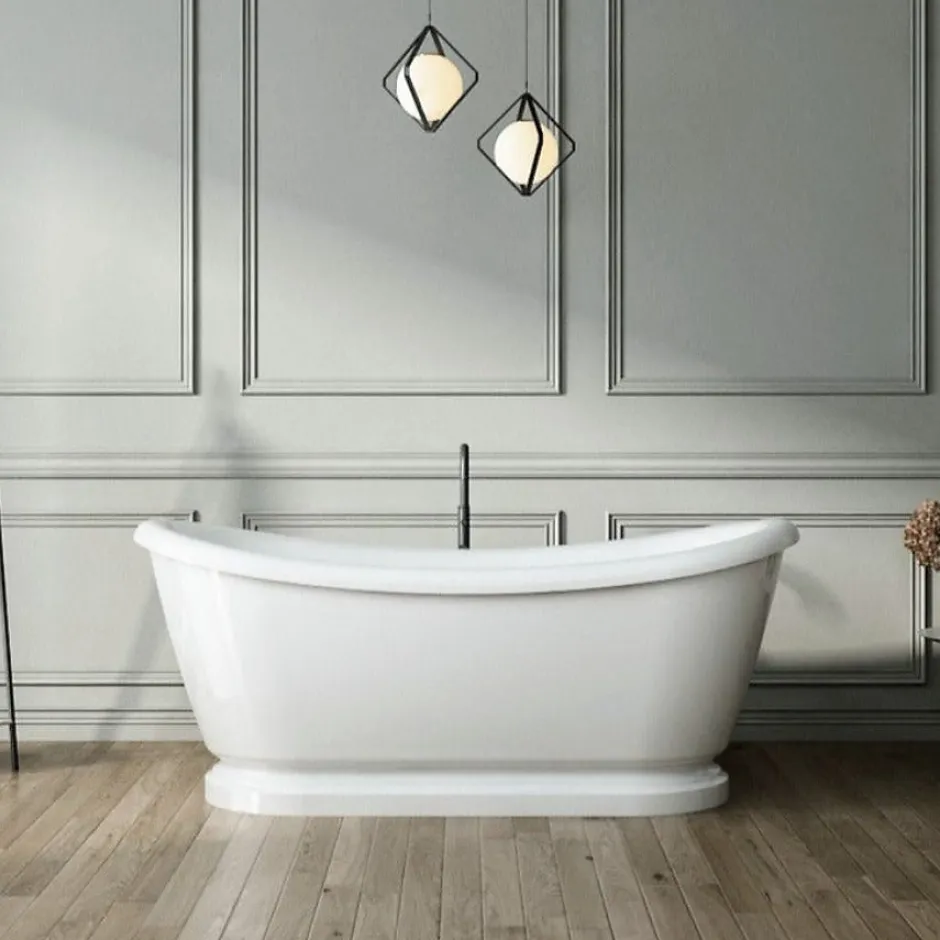 Rogier & Mothes Baignoire îlot retro sur socle ovale PITTSBURGH Blanche 177 cm* Baignoire Îlot