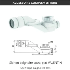 Rogier & Mothes Baignoire îlot retro sur socle ovale PITTSBURGH Blanche 177 cm* Baignoire Îlot