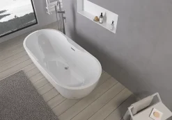 Bernstein Baignoire îlot ROMA PLUS 2.0 acrylique Blanc brillant 166x75x58cm Sans robinet* Baignoire Îlot