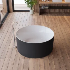 Spalina Baignoire îlot ronde Loom 2.0,noir mat, 130x130 cm, by* Baignoire Îlot