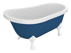 Vente-unique Baignoire îlot rétro avec pieds de lion blancs - 200 L - 145 x 74 x 77 cm - Bleu - NISOS II* Baignoire Îlot