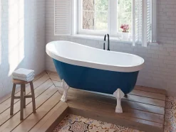 Vente-unique Baignoire îlot rétro avec pieds de lion blancs - 200 L - 145 x 74 x 77 cm - Bleu - NISOS II* Baignoire Îlot
