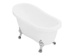Vente-unique Baignoire îlot rétro avec pieds de lion argentés - 200 L - 145 x 74 x 77 cm - Blanche - NISOS II