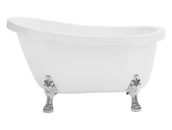 Vente-unique Baignoire îlot rétro avec pieds de lion argentés - 200 L - 145 x 74 x 77 cm - Blanche - NISOS II