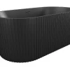 Vente-unique Baignoire îlot striée en acrylique - Noir mat - 220L - 150 x 75 x 58 cm - ALIENA