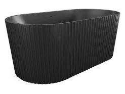 Vente-unique Baignoire îlot striée en acrylique - Noir mat - 220L - 150 x 75 x 58 cm - ALIENA
