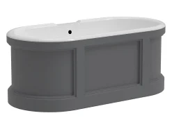Vente-unique Baignoire îlot style campagne chic - Gris mat - 161L - 152 x 74 x 60 cm - CAVASO* Baignoire Îlot