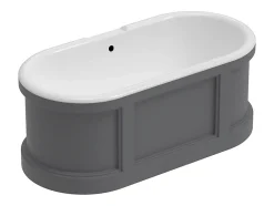 Vente-unique Baignoire îlot style campagne chic - Gris mat - 161L - 152 x 74 x 60 cm - CAVASO* Baignoire Îlot