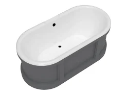 Vente-unique Baignoire îlot style campagne chic - Gris mat - 161L - 152 x 74 x 60 cm - CAVASO* Baignoire Îlot