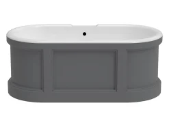 Vente-unique Baignoire îlot style campagne chic - Gris mat - 161L - 152 x 74 x 60 cm - CAVASO* Baignoire Îlot