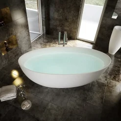Bernstein Baignoire îlot TERRA acrylique blanc mat - 186x88x60cm - Garantie 5 ans - Sans robinet, Avec siphon* Baignoire Îlot