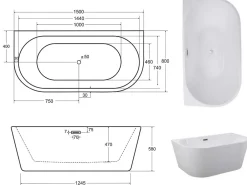 Azura Home Design Baignoire îlot VICA 80 cm - 150cm