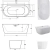 Azura Home Design Baignoire îlot VICA GLAM GRAPHITE 80 cm - 150cm
