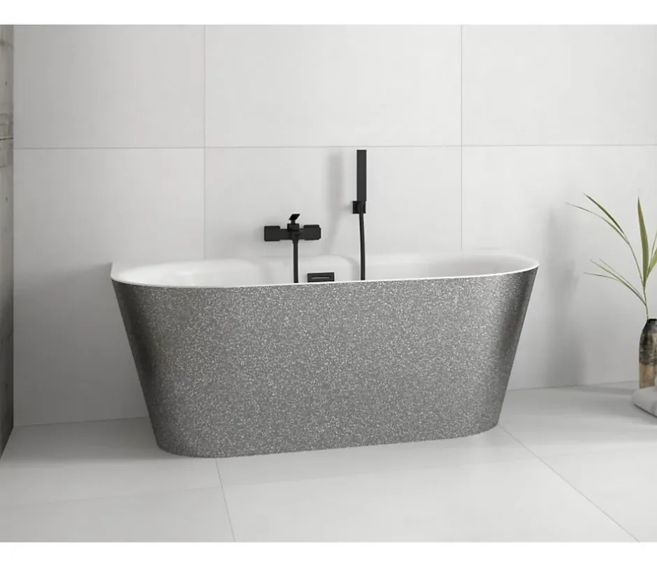 Azura Home Design Baignoire îlot VICA GLAM SILVER 80 cm - 150cm* Baignoire Îlot
