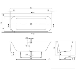 Villeroy & Boch Baignoire murale Architectura pour installation en angle à droite, 1700 x 750 mm, Blanc* Baignoire Îlot
