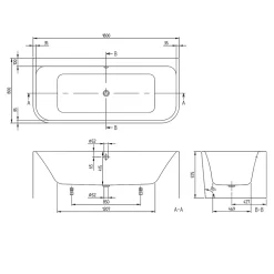 Villeroy & Boch Baignoire murale Architectura 1800 x 800 mm, Blanc* Baignoire Îlot