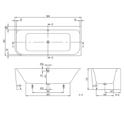Villeroy & Boch Baignoire murale Architectura pour installation en angle à droite, 1800 x 800 mm, Blanc* Baignoire Îlot