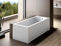 Besco Baignoire rectangulaire - 170 x 70 cm - avec Tablier - Pieds - Vidage Chrome - SHEA