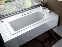 Besco Baignoire rectangulaire - 170 x 70 cm - avec Tablier - Pieds - Vidage Chrome - SHEA