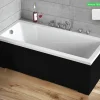 Besco Baignoire rectangulaire - avec Tablier Noir Mat et Repose Tête OFFERT - MODERN - 150 x 70 cm