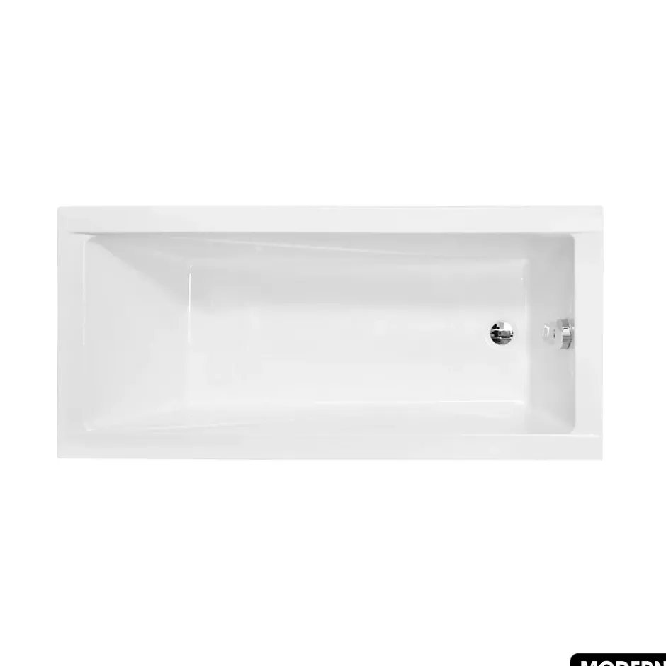 Besco Baignoire rectangulaire - avec Tablier Blanc et Repose Tête OFFERT - MODERN - 120 x 70 cm* Baignoire Droite