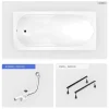 Besco Baignoire rectangulaire - 190 x 80 cm - sans Habillage - avec Pieds - Vidage Chrome - BONA* Baignoire Droite