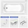 Besco Baignoire rectangulaire - 130 x 70 cm - avec Habillage - Pieds - Vidage Chrome - ARIA* Baignoire Droite