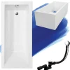 Badland Baignoire rectangulaire 140 x 70 MODERN acrylique blanc + Support stabilisateur en polystyrène + Pieds + Vidage à chromé