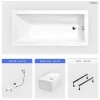 Besco Baignoire rectangulaire - 170 x 70 cm - avec Habillage Polystyrène - Pieds - Vidage Chrome - MODERN SLIM