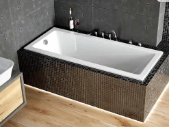 Besco Baignoire rectangulaire - 170 x 70 cm - avec Habillage Polystyrène - Pieds - Vidage Chrome - MODERN SLIM