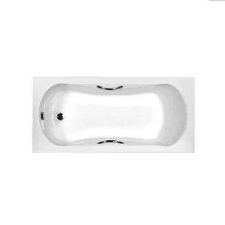 Besco Baignoire rectangulaire - 130 x 70 cm - sans Habillage - avec Pieds - Poignées - Vidage Chrome - ARIA PLUS* Baignoire Droite