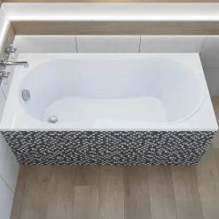 Badland Baignoire rectangulaire 150 x 70 GRACJA acrylique blanc + Support stabilisateur en polystyrène + Pieds + Vidage à chromé