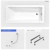 Besco Baignoire rectangulaire - 170 x 70 cm - sans Habillage - avec Pieds - Vidage Chrome - MODERN