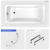 Besco Baignoire rectangulaire - 160 x 70 cm - sans Habillage - avec Pieds - Vidage Chrome - OPTIMA