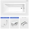 Besco Baignoire rectangulaire - 140 x 70 cm - avec Habillage - Pieds - Vidage Chrome - MODERN