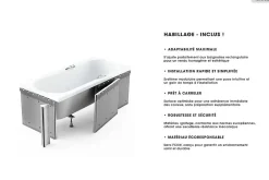 Besco Baignoire rectangulaire - 140 x 70 cm - avec Habillage - Pieds - Vidage Chrome - MODERN