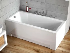 Besco Baignoire rectangulaire - 140 x 70 cm - avec Habillage - Pieds - Vidage Chrome - MODERN