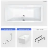 Besco Baignoire rectangulaire - 180 x 80 cm - avec Habillage Polystyrène - Pieds - Vidage Chrome - QUADRO* Baignoire Droite