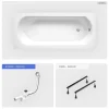 Besco Baignoire rectangulaire - 160 x 75 cm - sans Habillage - avec Pieds - Vidage Chrome - INTRICA* Baignoire Droite