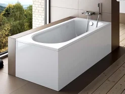 Besco Baignoire rectangulaire - 160 x 75 cm - sans Habillage - avec Pieds - Vidage Chrome - INTRICA* Baignoire Droite