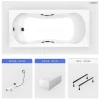 Besco Baignoire rectangulaire - 170 x 70 cm - avec Tablier Blanc - Pieds - Poignées - Vidage Chrome - ARIA PLUS