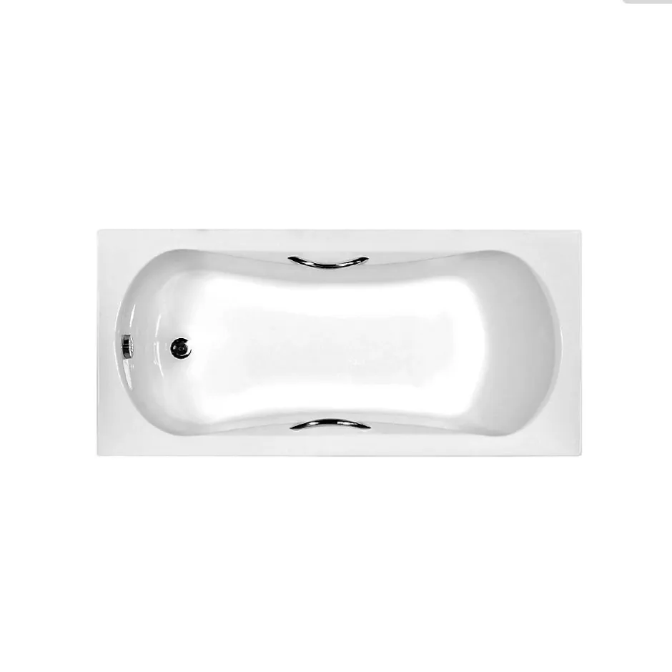 Besco Baignoire rectangulaire - 170 x 70 cm - avec Tablier Blanc - Pieds - Poignées - Vidage Chrome - ARIA PLUS