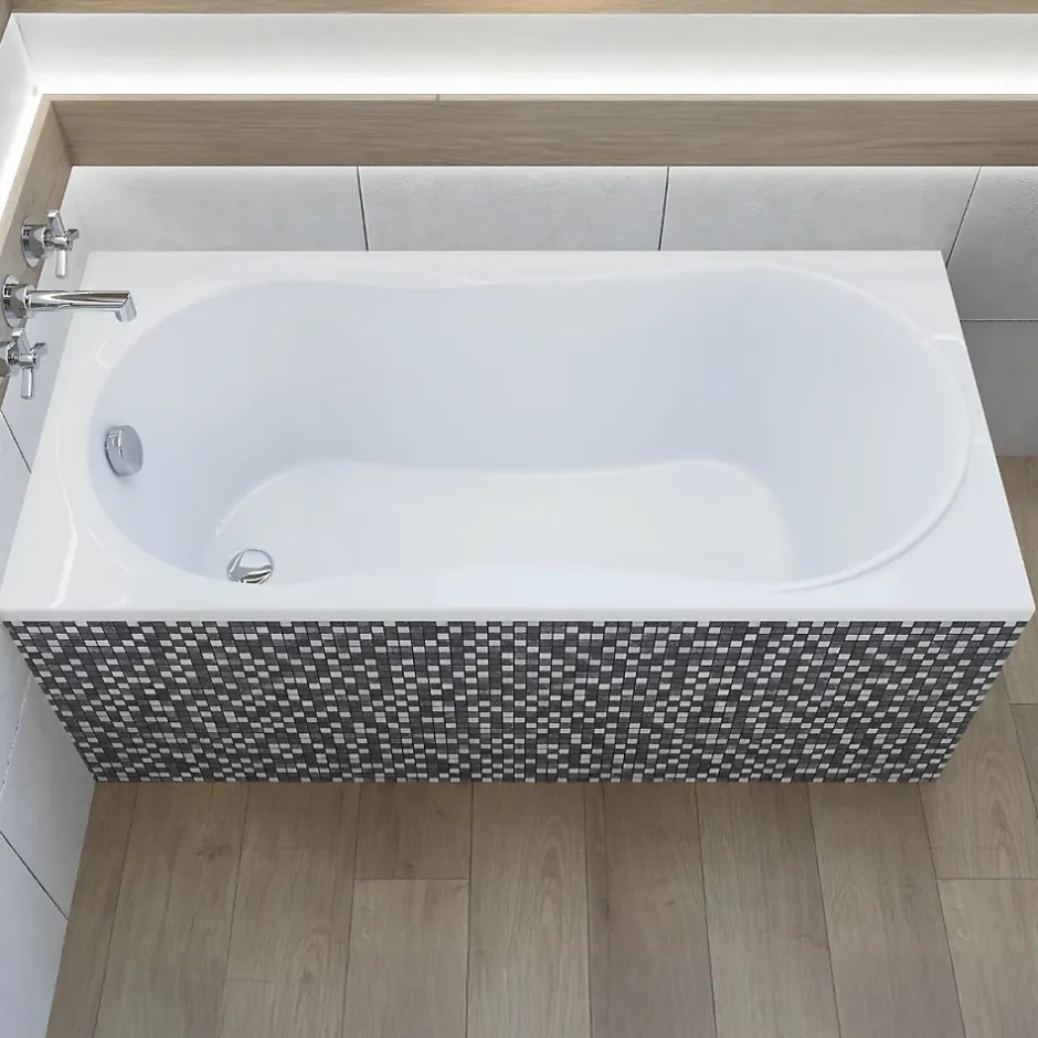 Badland Baignoire rectangulaire 170 x 75 GRACJA acrylique blanc + Support stabilisateur en polystyrène + Pieds + Vidage à chromé* Baignoire D'Angle